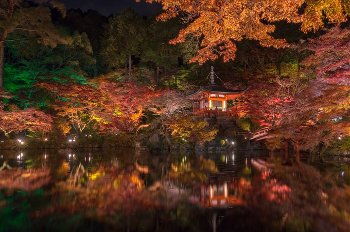 真作/鈴木松年/通天紅葉/嵐山紅葉図/秋景掛軸☆宝船☆AD-589 真作/鈴木松年/通天紅葉/嵐山紅葉図/秋景掛軸☆宝船☆AD-