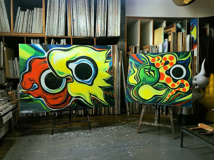 岡本太郎サインの油絵の抽象画です 【公式通販】